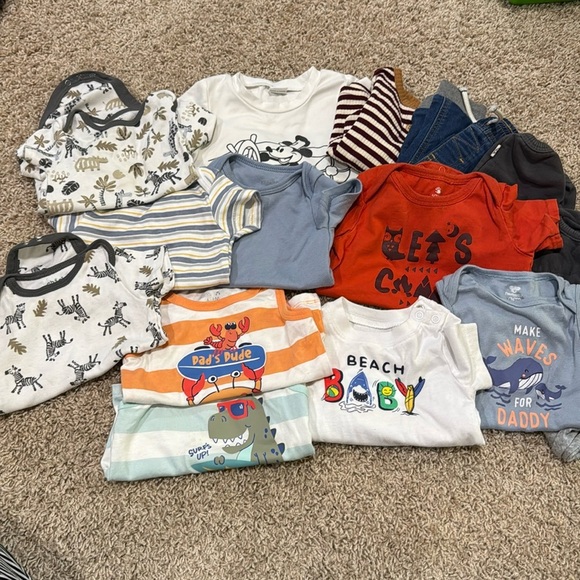 Carter's Other - 14 pieces Boys 6-9 month Bundle Camp and Dino Mickey Tee Pants and Body Suits